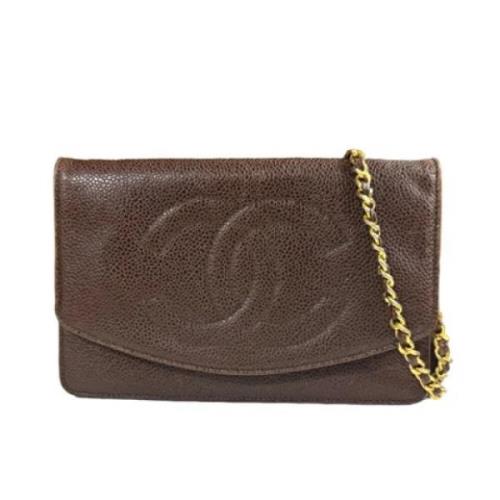 Pre-owned Leather wallets Chanel Vintage , Brown , Dames