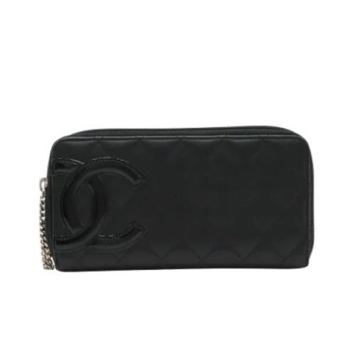 Pre-owned Leather wallets Chanel Vintage , Black , Dames