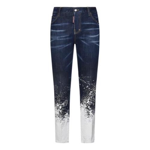 Blauwe Flare Bottom Jeans Dsquared2 , Blue , Dames