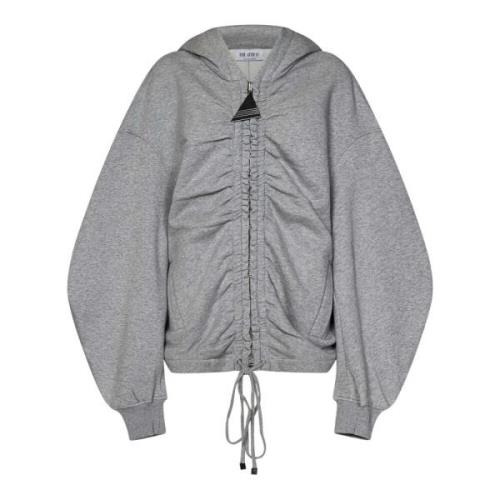 Grijze Zip-Up Hoodie met Verzamelde Details The Attico , Gray , Dames