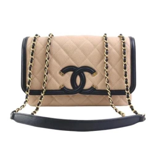 Pre-owned Leather chanel-bags Chanel Vintage , Beige , Dames