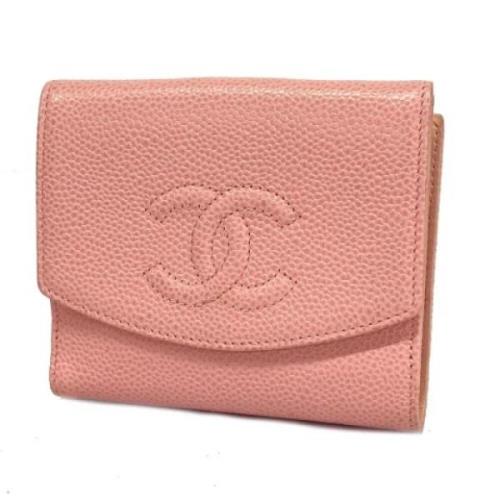 Pre-owned Leather wallets Chanel Vintage , Pink , Dames