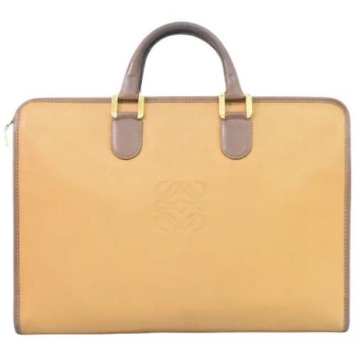 Pre-owned Leather briefcases Loewe Pre-owned , Beige , Dames