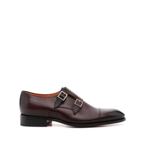 Burgundy Degrade Monk Calf Schoenen Santoni , Red , Heren