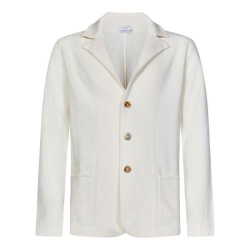 Witte Gebreide Blazer-Stijl Vest Boglioli , White , Heren