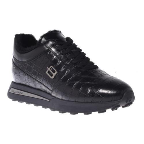 Trainers in black leather with crocodile print Baldinini , Black , Her...