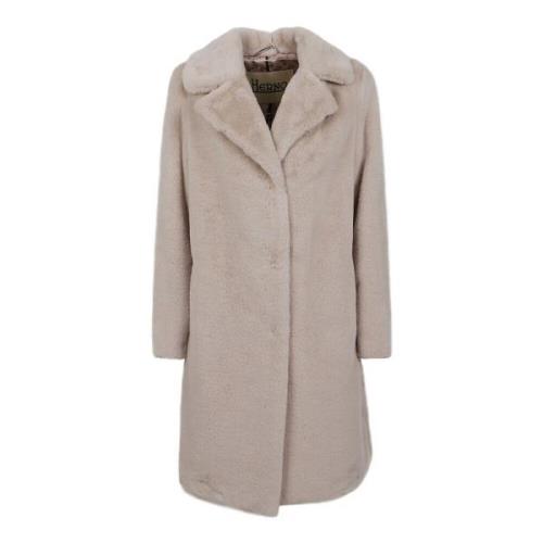 Beige Nepbontjas met Reverskraag Herno , Beige , Dames