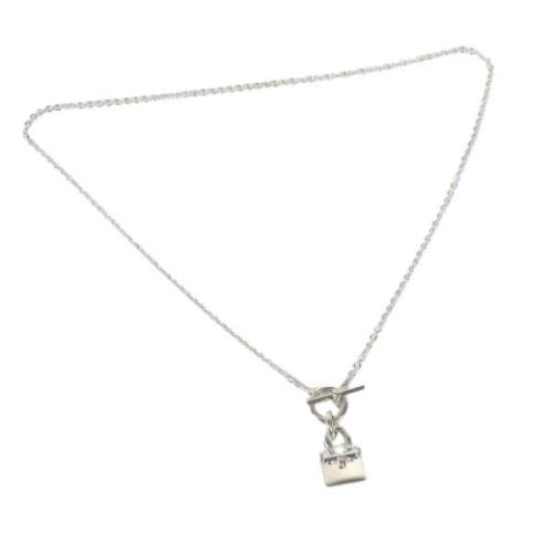 Pre-owned Silver necklaces Hermès Vintage , Gray , Dames