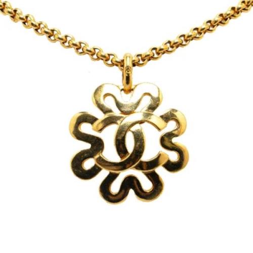 Pre-owned Metal necklaces Chanel Vintage , Yellow , Dames