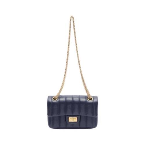 Pre-owned Leather chanel-bags Chanel Vintage , Blue , Dames