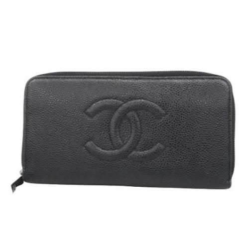 Pre-owned Leather wallets Chanel Vintage , Black , Dames