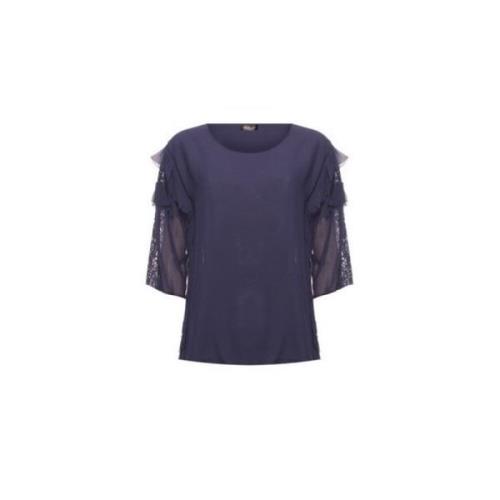 Indigo Kantmouw Top Twinset , Blue , Dames