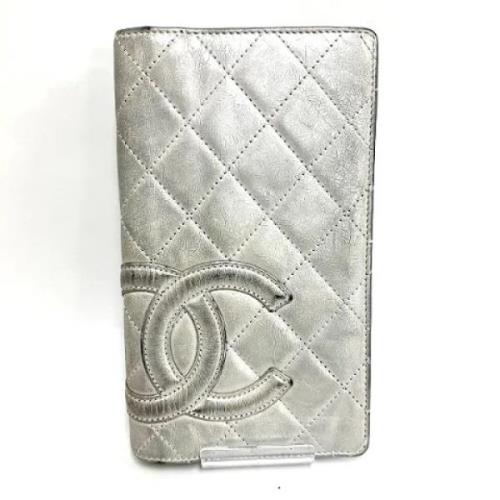 Pre-owned Leather wallets Chanel Vintage , Gray , Dames