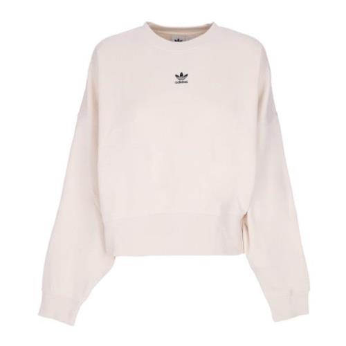 Witte Cropped Crewneck Sweatshirt Essentials Adidas , Beige , Dames