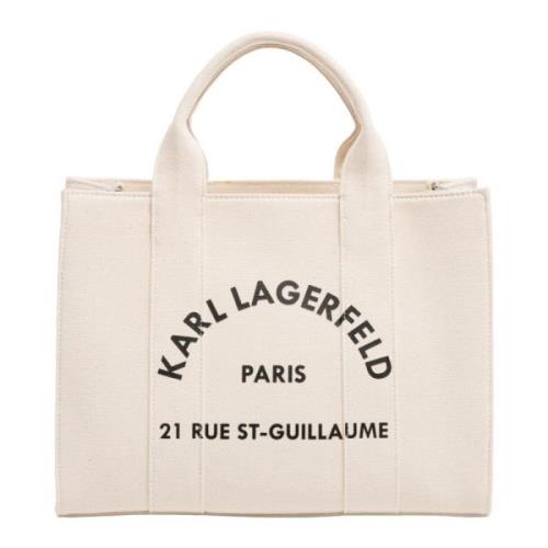 Gestreepte Tote tas met verstelbare band Karl Lagerfeld , White , Dame...