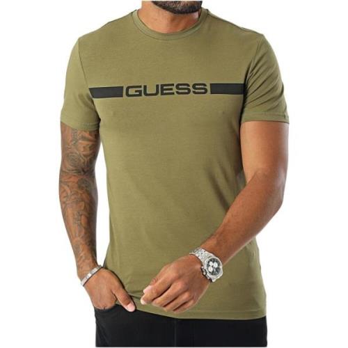 Stretch katoenen T-shirt - Groen Guess , Green , Heren