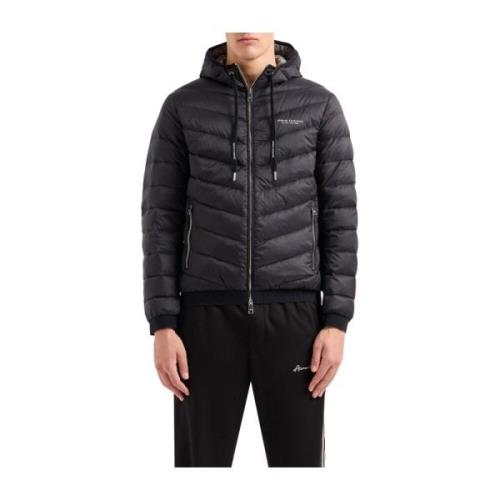 Gewatteerde capuchon pufferjas zwart/grijs Armani Exchange , Black , H...