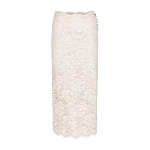 Elegante Kant Midi Rok Paco Rabanne , White , Dames