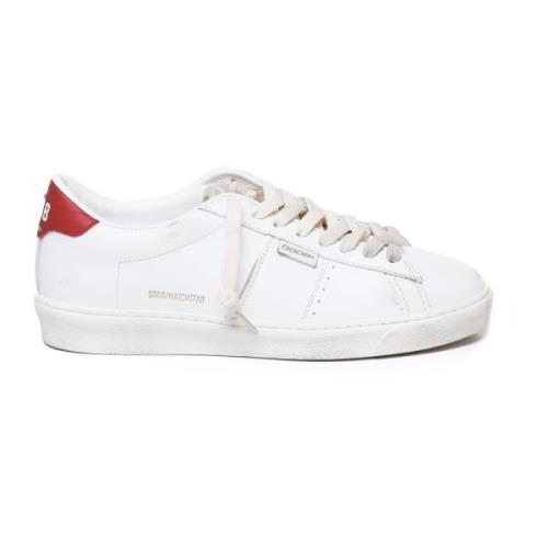 Witte Leren Sneakers met Rode Details Golden Goose , White , Heren