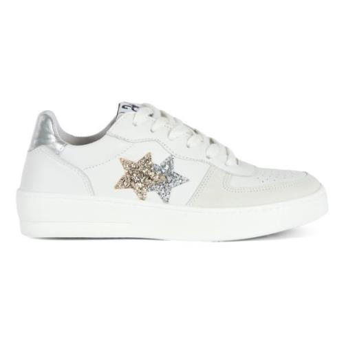 Glitter Leren Sneakers Paddel Star 2Star , White , Dames