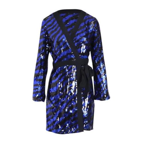 Gestreepte Wrap Jurk in Blauwe Sequin Rixo , Multicolor , Dames