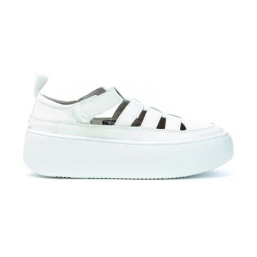 Spin Sandaal in Leer en Rubber Fessura , White , Dames