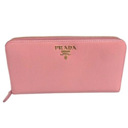 Pre-owned Leather wallets Prada Vintage , Pink , Dames