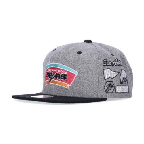 NBA Spurs Snapback Pet Grijs Mitchell & Ness , Gray , Unisex