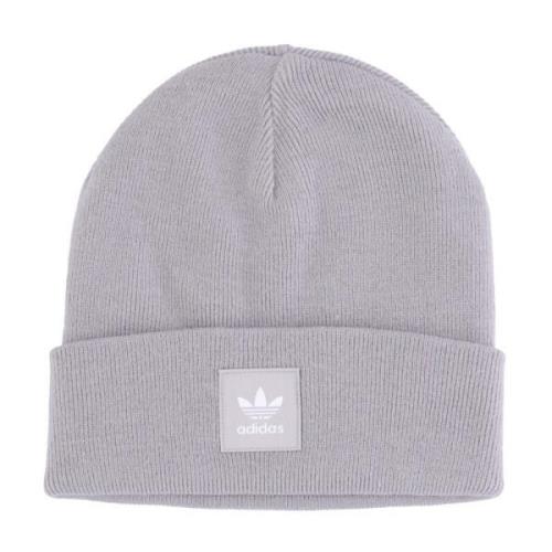 Grijze Gebreide Muts met Logo Adidas , Gray , Heren