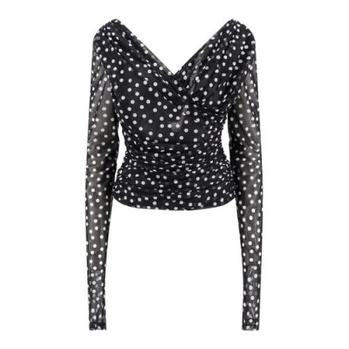 Zwarte Geribbelde Top met Ritssluiting Dolce & Gabbana , Black , Dames