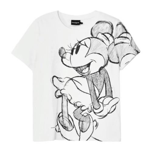 Mickey Drawing Dames T-shirt Collectie Desigual , White , Dames