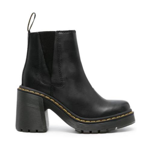 Zwarte Leren Laarzen met Elastische Inzetstukken Dr. Martens , Black ,...