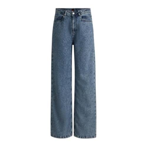 Wijde Pijp Kristal Versierde Jeans Hugo Boss , Blue , Dames