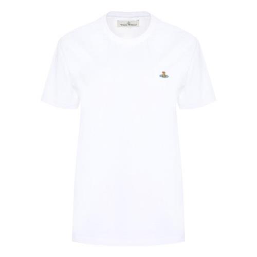 Geribbelde Katoenen Crew-Neck T-Shirt Vivienne Westwood , White , Dame...