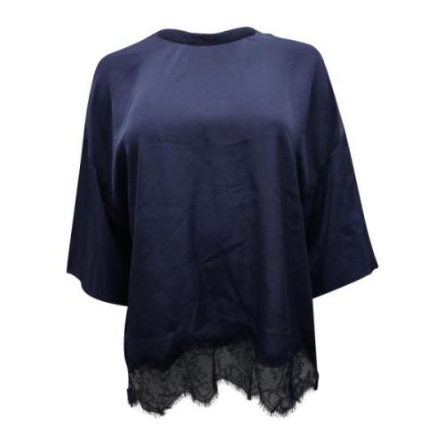 Blauwe Kant Top Elegante Zomer Vince , Blue , Dames