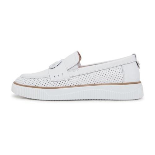 Casual leren platformloafers - Wit Cesare Gaspari , White , Dames