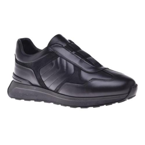 Trainers in black leather Baldinini , Black , Heren