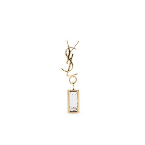 Gouden Cassandre Strass Oorbel Saint Laurent , Yellow , Dames