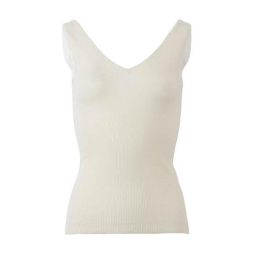 Geribbelde Tanktop Beige Crush , White , Dames