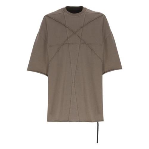 Bruin Katoenen T-shirt met Geribbeld Patroon Rick Owens , Brown , Here...