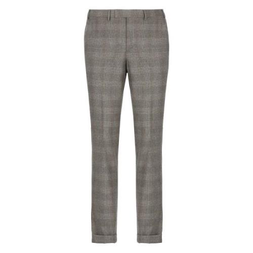 Grijze wollen broek met patroon PT Torino , Gray , Heren