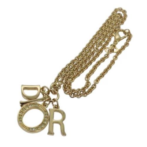 Pre-owned Metal necklaces Dior Vintage , Yellow , Dames