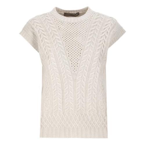 Ivoor Wol Zijde Mouwloze Trui D.Exterior , Beige , Dames