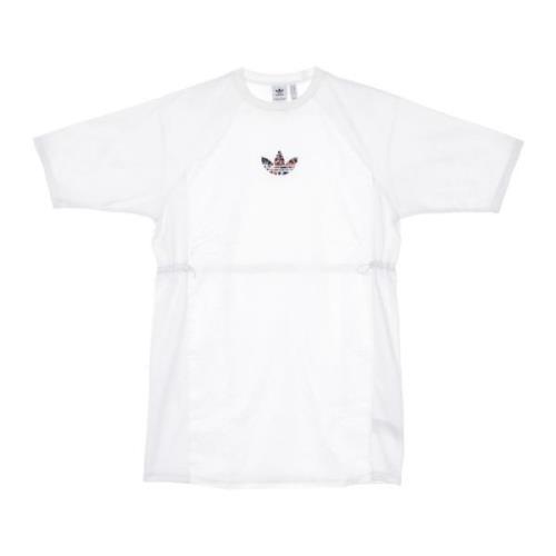 Witte Tee Jurk met Trefoil Logo Adidas , White , Dames