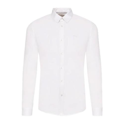 Slim Fit Overhemd - Wit Lange Mouw Guess , White , Heren