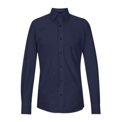 Slim Fit Jersey Shirt Blauw Hank Hugo Boss , Blue , Heren