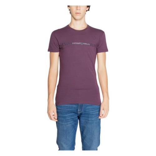 Katoenen Crew Neck T-Shirt Emporio Armani , Purple , Heren