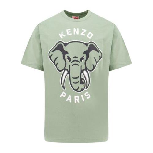 Groene Crew-neck T-shirt met Logo Kenzo , Green , Heren