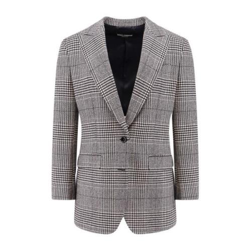 Zwarte Wol Kasjmier Blazer Comfort Fit Dolce & Gabbana , Gray , Dames