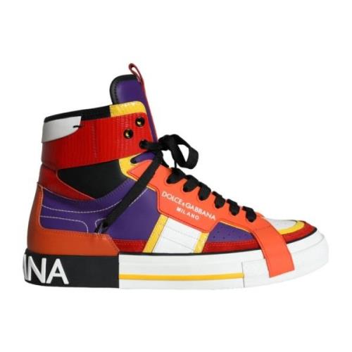 Multicolor Leren High Top Sneakers Dolce & Gabbana , Multicolor , Here...